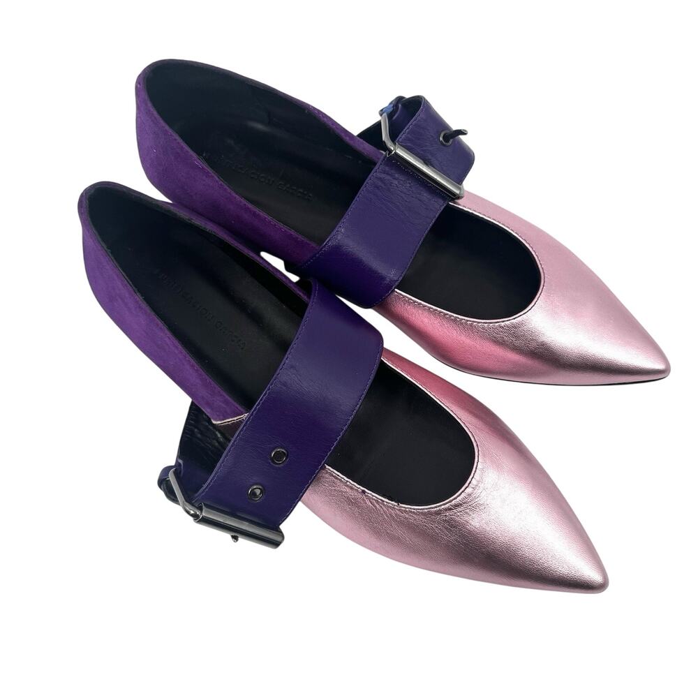 Purification Garcia Purple Metallic Buckle Point Toe Flats Shoes Womens Size 9.5 - Picture 2 of 12